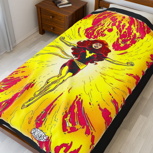 Dark Phoenix Velveteen Plush Blanket 60x80" - John Byrne Art - Uncanny X-Men Saga, Jean Grey - Marvel Comics