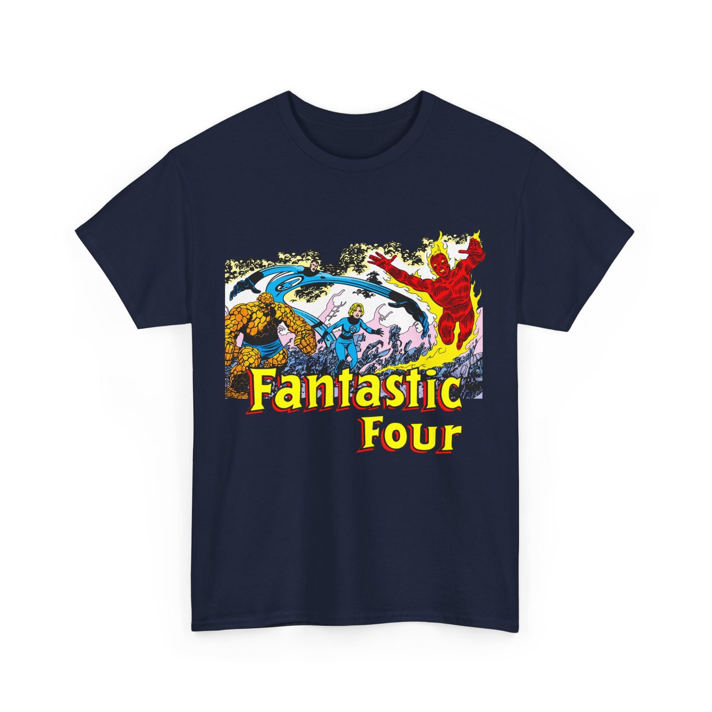 Fantastic Four T-Shirt - John Byrne Art - Reed Richards, Invisible Woman, Human Torch, The Thing - Marvel Comics