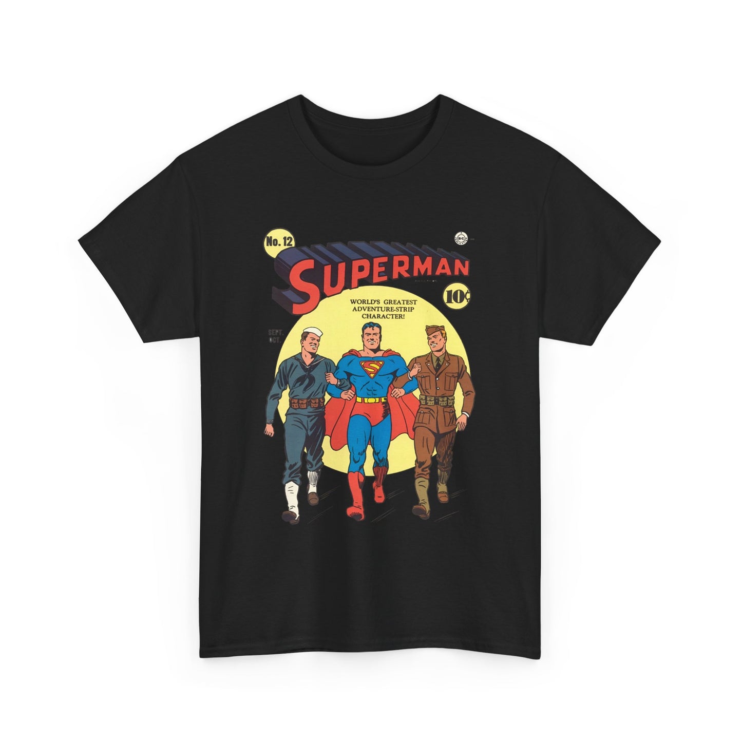 Superman T-Shirt - #12 Cover Art - Golden Age Classic - WWII Support - Iconic Image - DC Comics