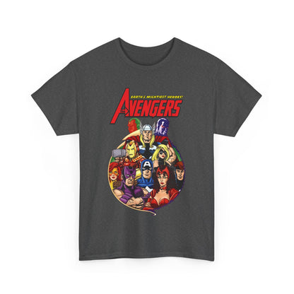 Avengers T-Shirt - George Perez Art - Captain America, Vision, Wonder Man, Iron Man, Thor, Hawkeye, Scarlet Witch - Popular Marvel Comics Characters