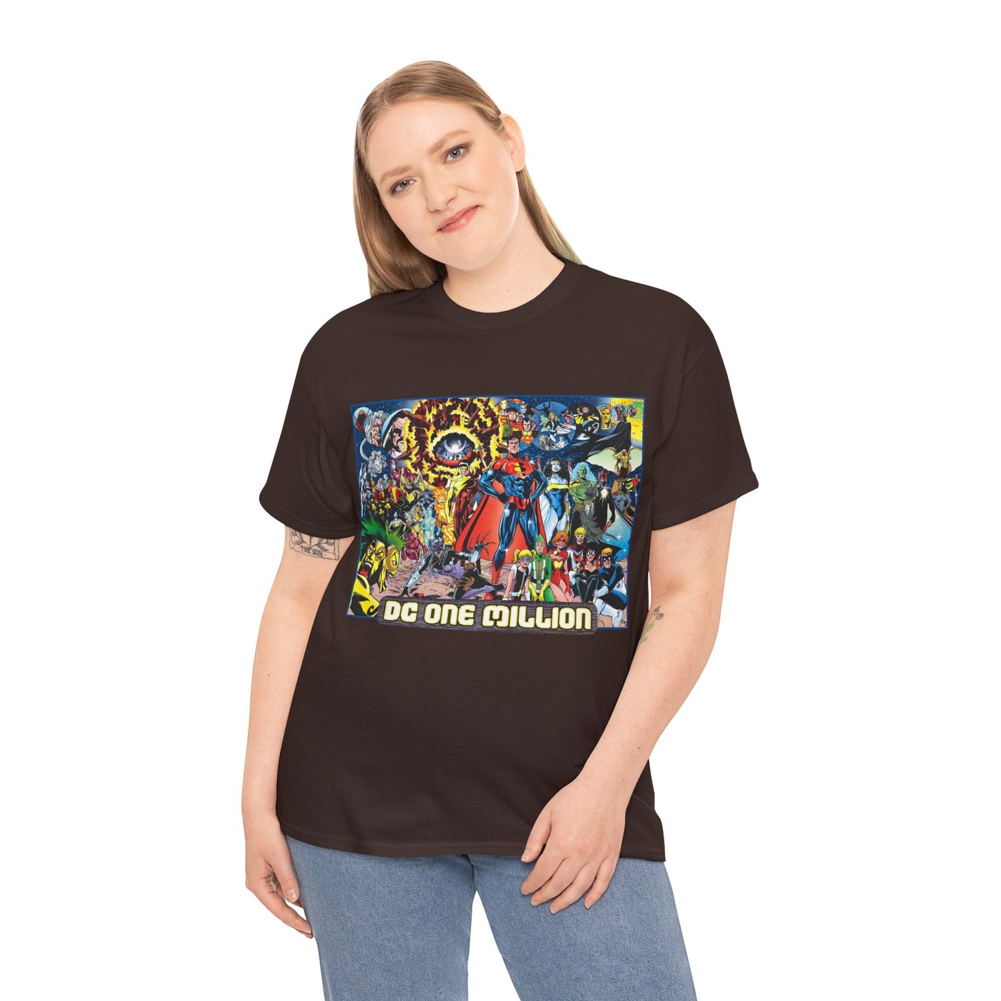 DC One Million T-Shirt - Phil Jimenez Art - Future Versions of Superman, Batman, Wonder Woman, Green Lantern, Flash - DC Comics