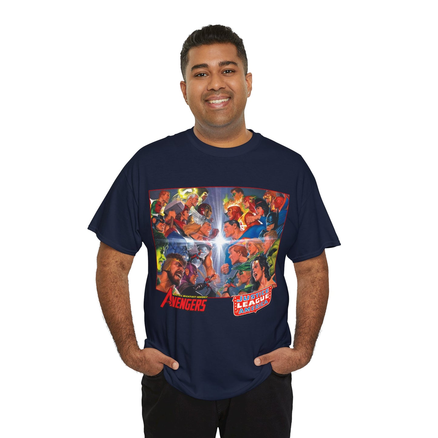Avengers/Justice League of America T-Shirt - Alex Ross Art, George Perez Homage - DC Comics, Marvel Comics