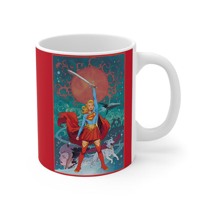 Mug with a Supergirl design on a red background