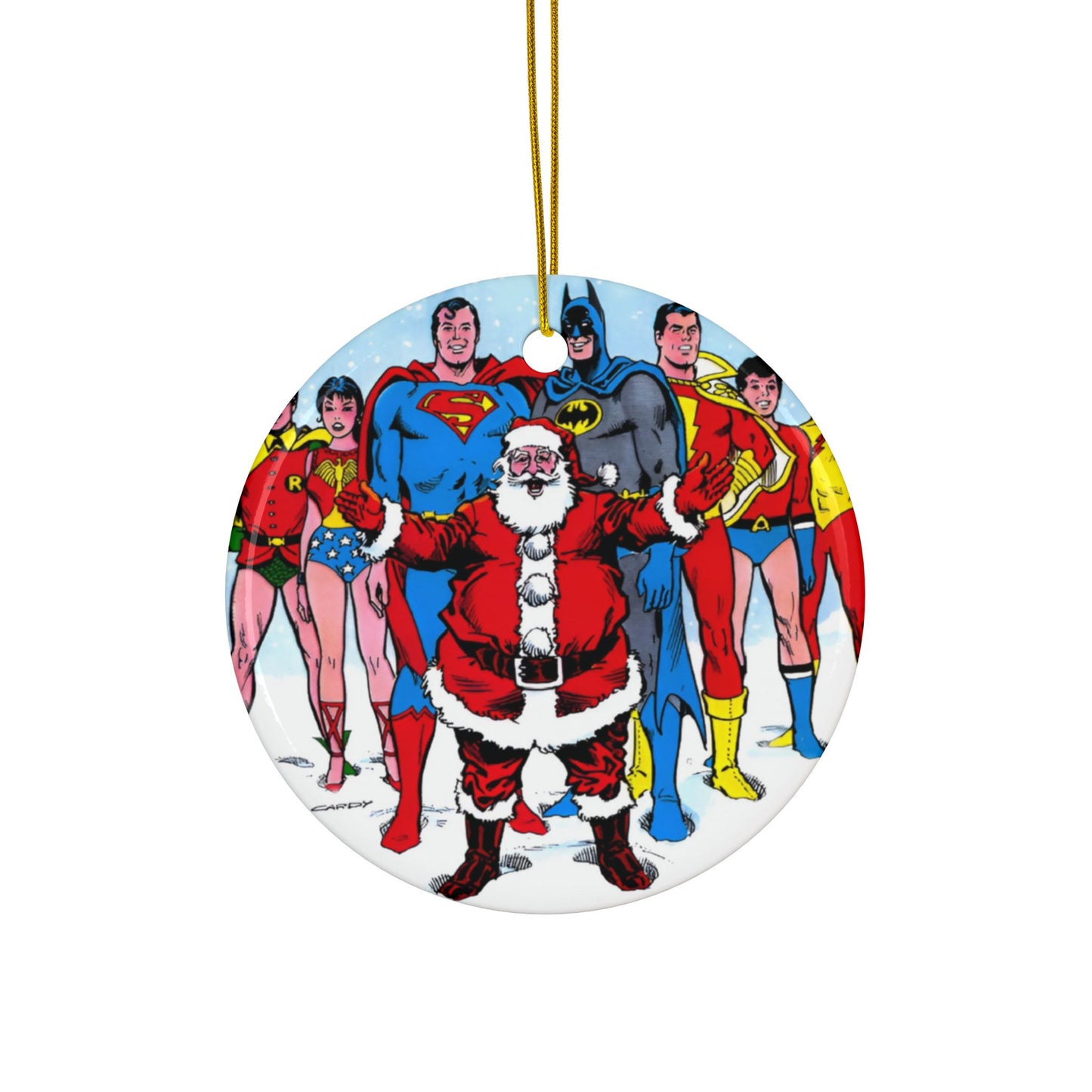 DC Comics Christmas Ceramic Ornaments, 2-Side Print, (3pcs, 5pcs, 10pcs) - Superman, Batman, Teen Titans, Santa Claus