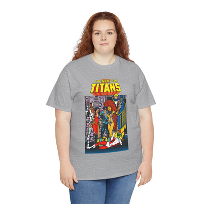 New Teen Titans T-Shirt - George Perez Art - Nightwing, Cyborg, Raven, Starfire, Wonder Girl, Changeling, Jericho - Titans Tower - DC Comics