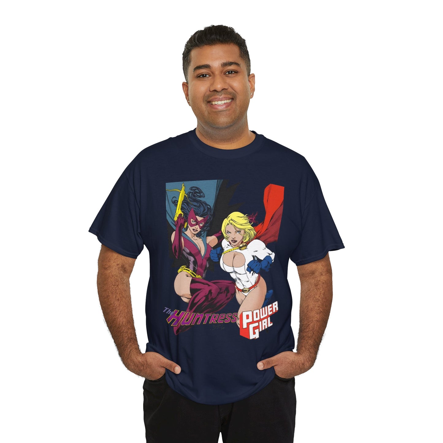 Huntress & Power Girl T-Shirt - Ed Benes Art - Justice Society, JSA, Earth 2 - DC Comics Bronze Age, Pre-Crisis Heroes