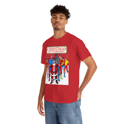 Christmas with the Superheroes T-Shirt - Nick Cardy Art - Superman Batman Captain Marvel Teen Titans Retro Festive Holiday Tee - DC Comics