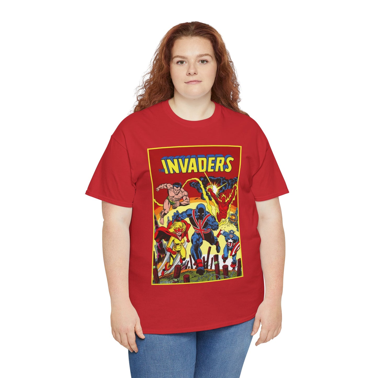 Invaders T-Shirt - Captain America, Human Torch, Namor, Spitfire - World War II Soldiers - Golden Age Heroes - Marvel Comics