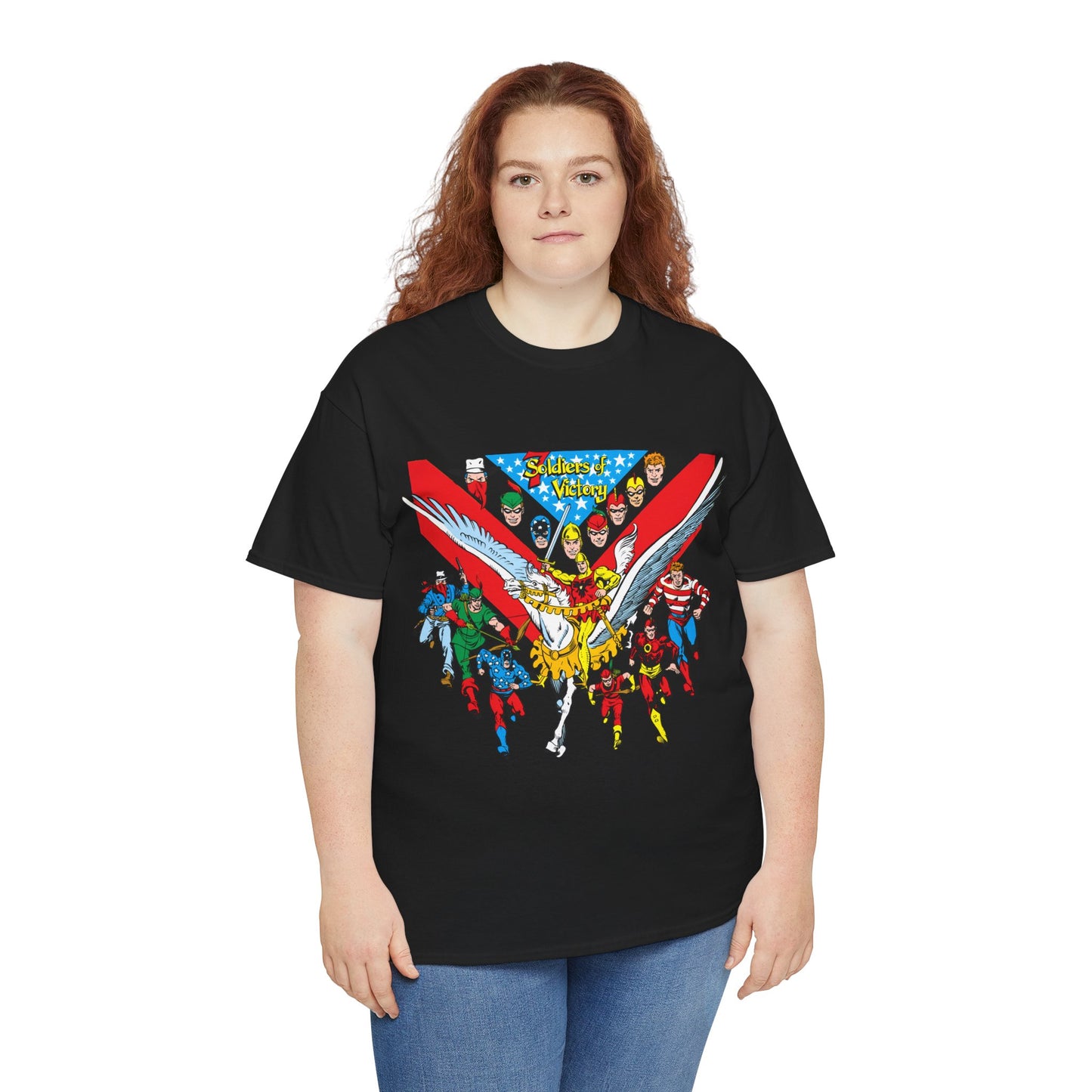 7 Soldiers of Victory T-Shirt - Speedy, Vigilante, Green Arrow, Stripesy, Crimson Avenger, Star-Spangled Kid - Golden Age Heroes of the DC Universe