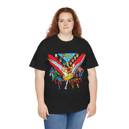 7 Soldiers of Victory T-Shirt - Speedy, Vigilante, Green Arrow, Stripesy, Crimson Avenger, Star-Spangled Kid - Golden Age Heroes of the DC Universe