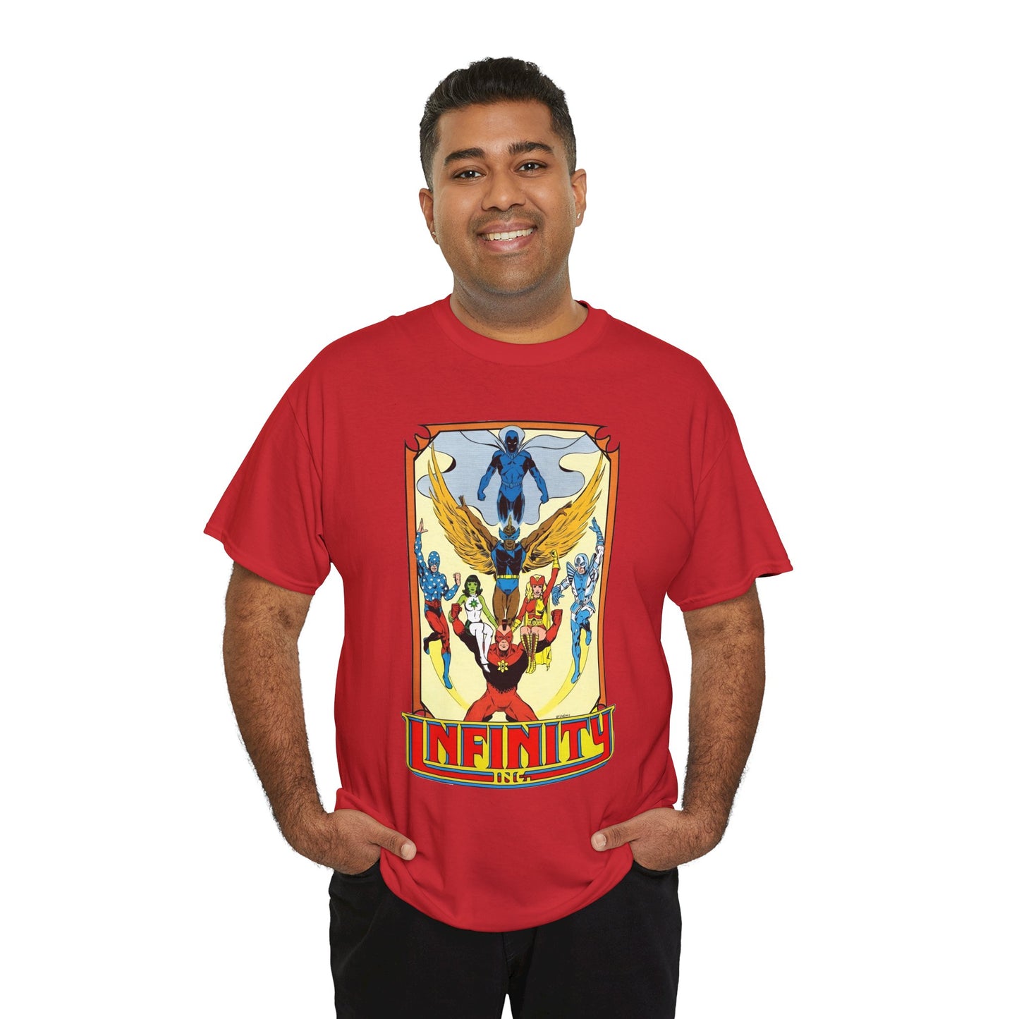Infinity Inc Shirt - Todd McFarlane Art - Jade, Obsidian, Fury, Northwind, Nuklon, Silver Scarab, Star-Spangled Kid - JSA Successors - DC Comics