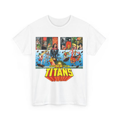 New Teen Titans T-Shirt - George Perez Art - Robin, Wonder Girl, Cyborg, Raven, Starfire, Kid Flash - DC Comics
