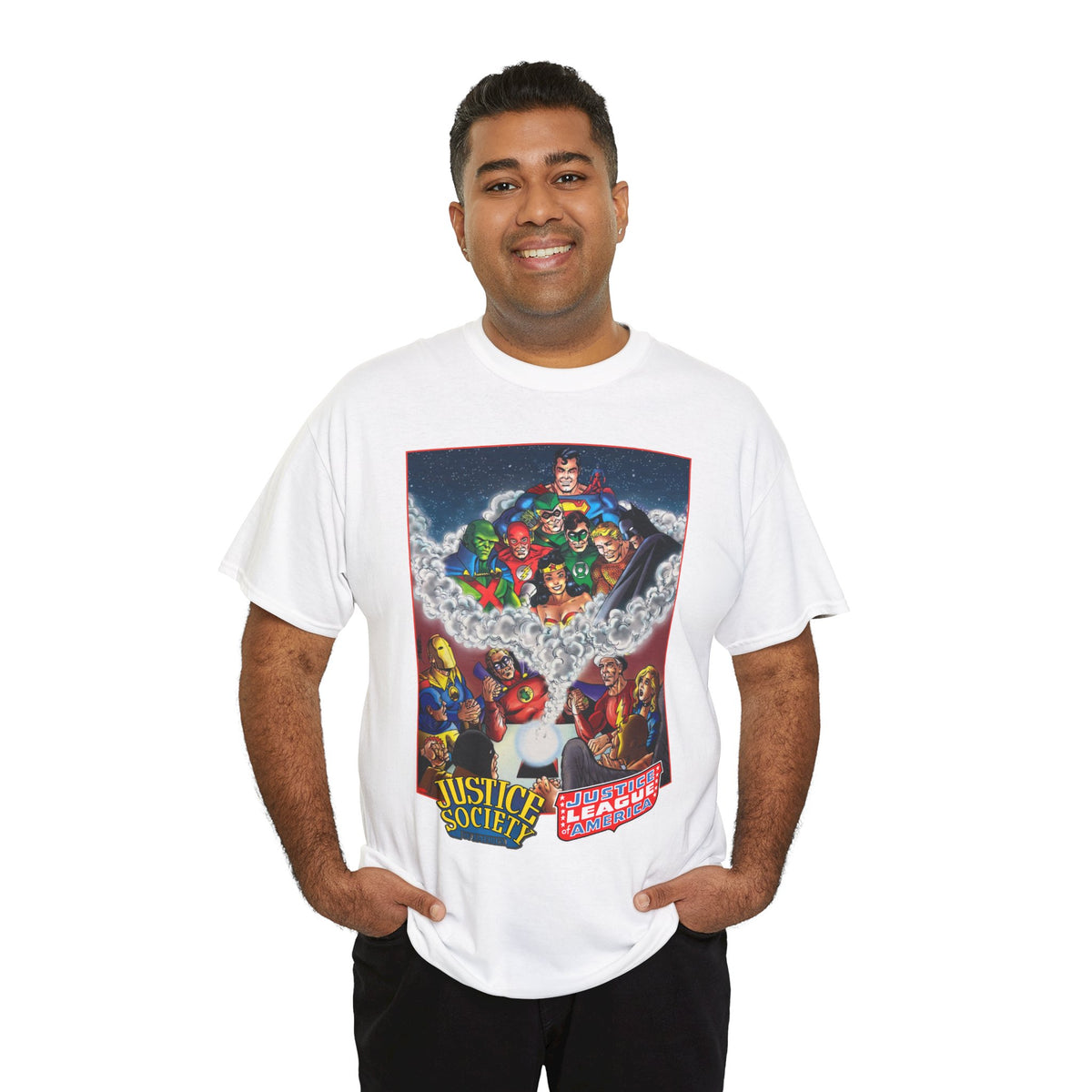 Justice Society & Justice League T-Shirt - George Perez Art - Golden & Silver Age - DC Comics