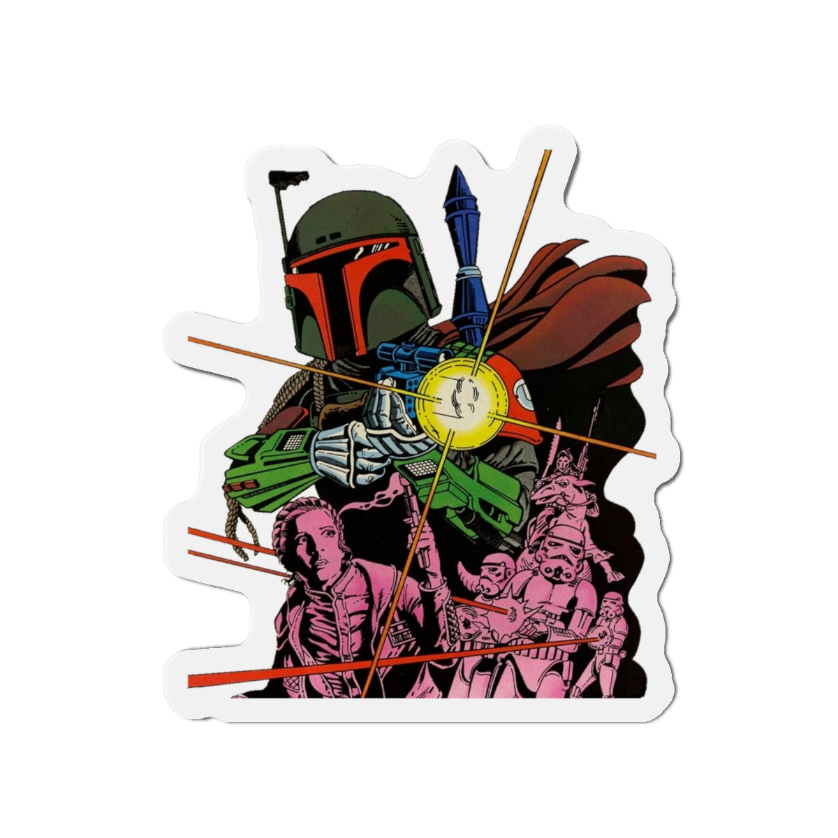 Boba Fett Die-Cut Magnet - Star Wars: The Empire Strikes Back - Bounty Hunter - Marvel Comics Art - 3", 4", 5", 6"