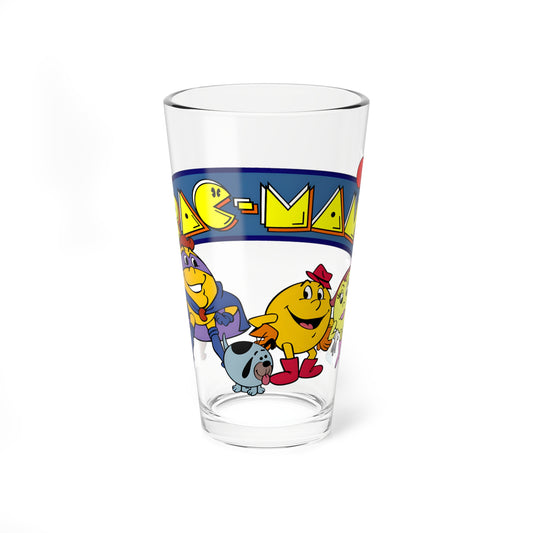 Pac-Man Pint Glass, 16oz - Ms Pac-Man, Baby Pac - Hanna-Barbera Saturday Morning Cartoon - 1980s