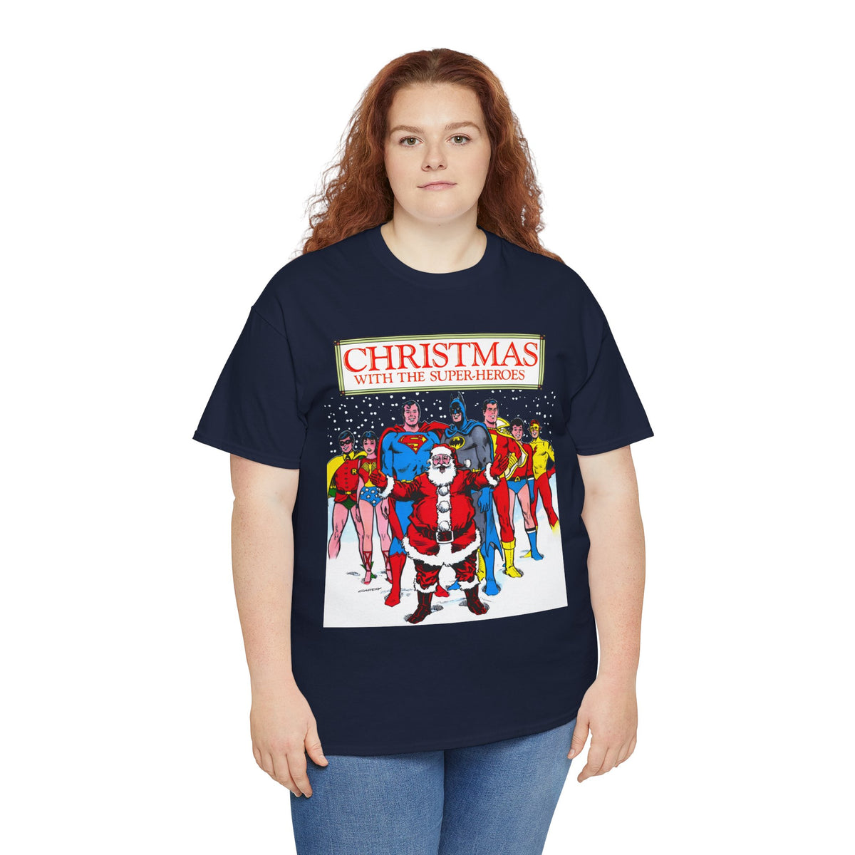 Christmas with the Superheroes T-Shirt - Nick Cardy Art - Superman Batman Captain Marvel Teen Titans Retro Festive Holiday Tee - DC Comics