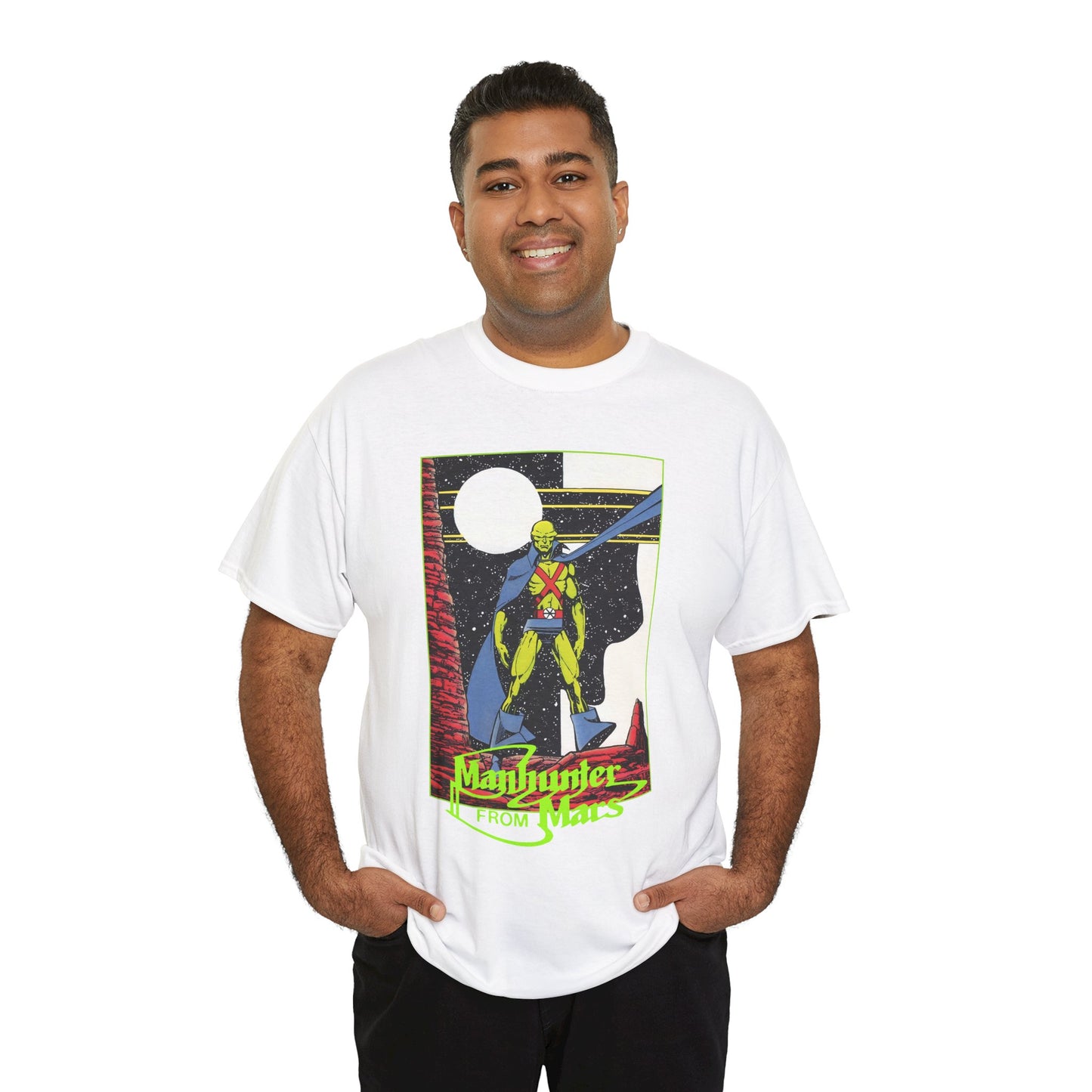 Martian Manhunter T-Shirt - George Perez Art - 1980s Justice League of America (JLA) Postcard Art - DC Comics