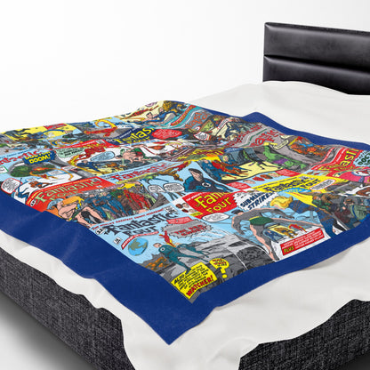 Fantastic Four Plush Blanket 60x80" - Classic Silver Age Jack Kirby Art - Mr. Fantastic, Invisible Woman, Human Torch, The Thing - Marvel Comics
