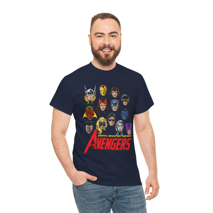 Avengers T-Shirt - John Byrne Art - Captain America, Scarlet Witch, Iron Man, Thor, Vision, Hawkeye, Wonder Man - Marvel Comics