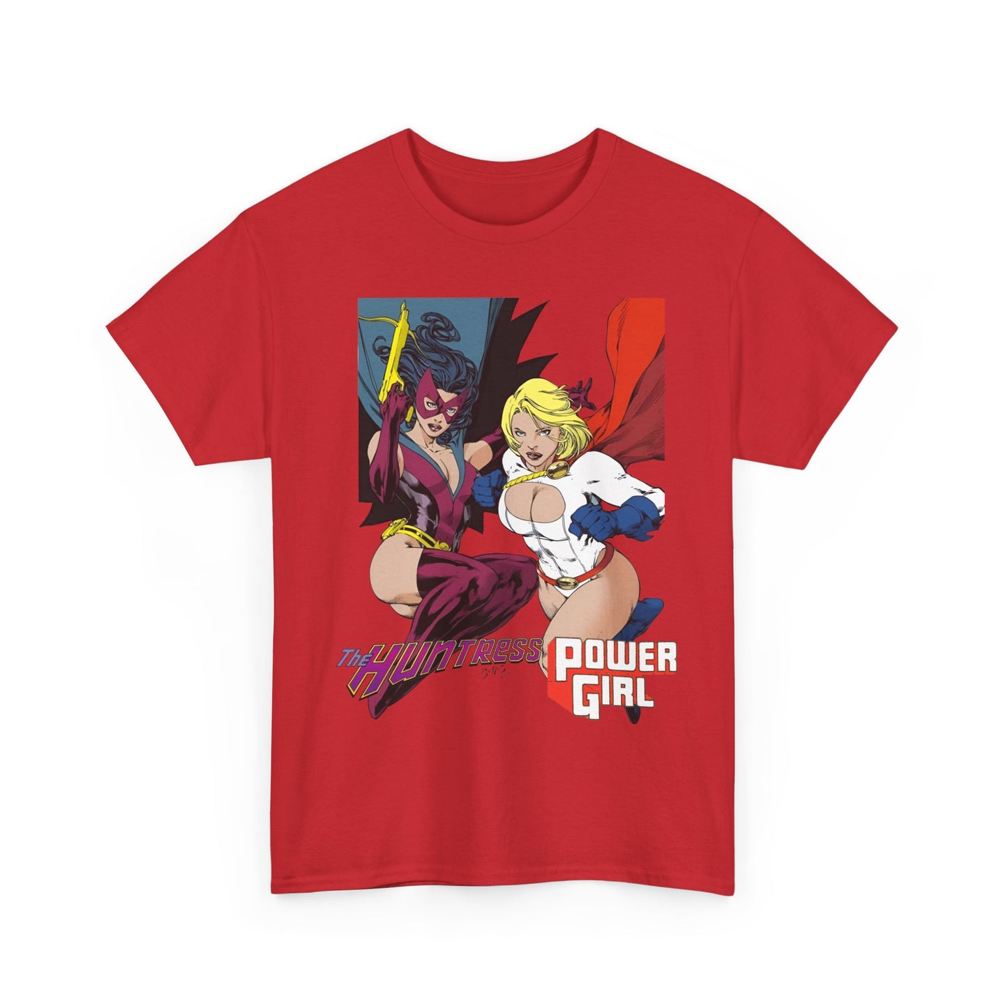 Huntress & Power Girl T-Shirt - Ed Benes Art - Justice Society, JSA, Earth 2 - DC Comics Bronze Age, Pre-Crisis Heroes