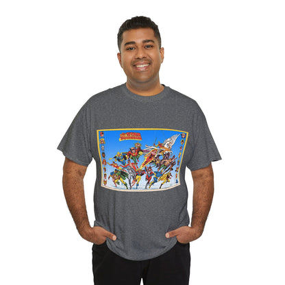 All-Star Squadron T-Shirt - Jerry Ordway Art - JSA Connection - Firebrand, Robotman, Amazing Man, Shining Knight, Tarantula, Dr Fate - Retro 1980s Series - DC Comics