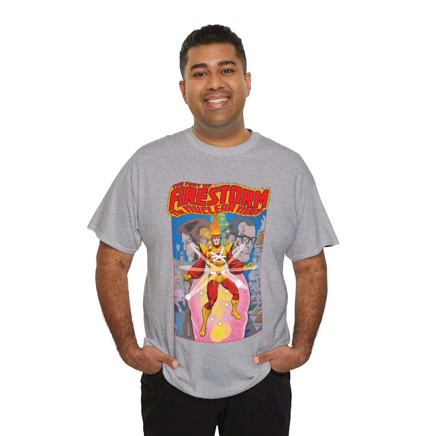 Fury of Firestorm T-Shirt - Pat Broderick Art - The Nuclear Man - Ronnie Raymond, Professor Martin Stein - DC Comics