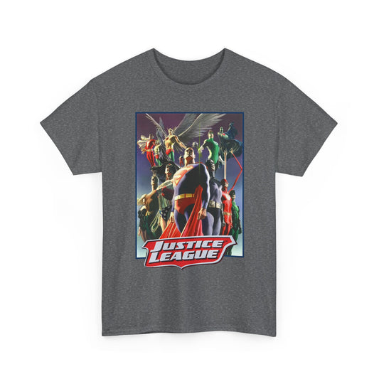 Justice League T-Shirt - Alex Ross Art - Superman, Wonder Woman, Black Canary, Hawkman, Flash, Aquaman, Atom - DC Comics