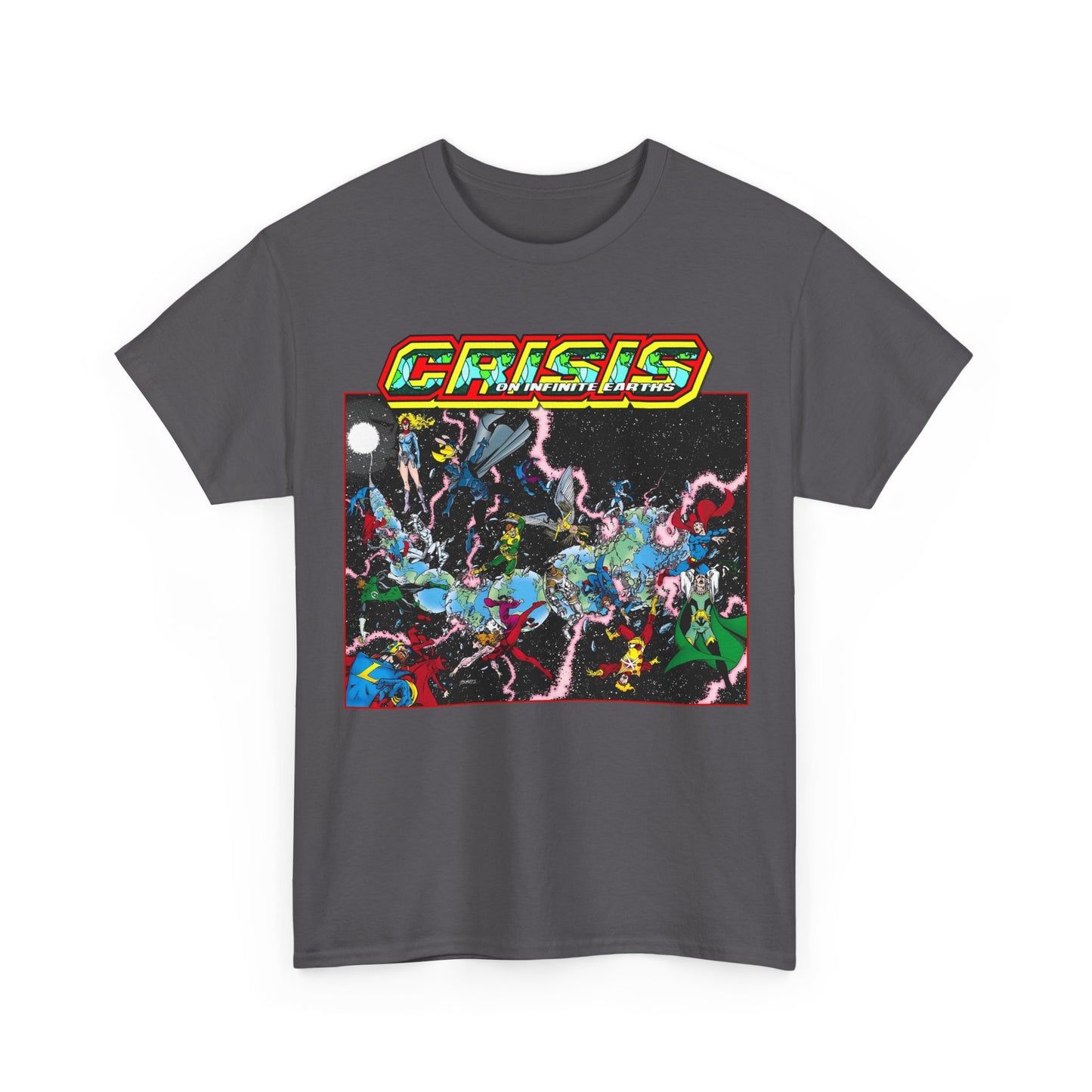 Crisis on Infinite Earths T-Shirt - George Perez Art - #1 Cover, First Issue - Harbinger, Pariah, Obsidian, Firestorm - DC Comics