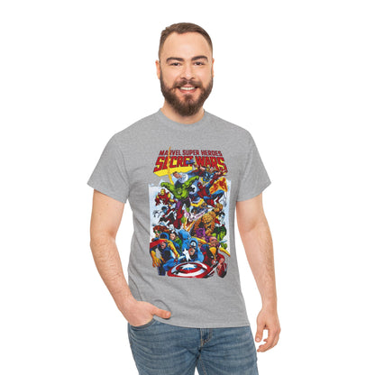 Secret Wars T-Shirt - Spider-man, Wolverine, Iron Man, Captain America, Cyclops, Rogue, Hulk, Mr Fantastic, The Thing - Classic Marvel Comics 1980s Series - The Beyonder