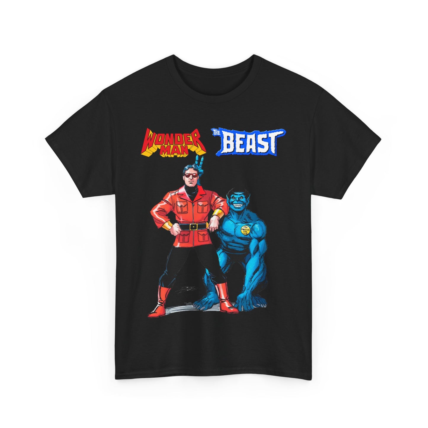 Wonder Man & Beast T-Shirt - George Perez Art - Popular Avengers, X-Men Members - Simon Williams & Hank McCoy - Marvel Comics