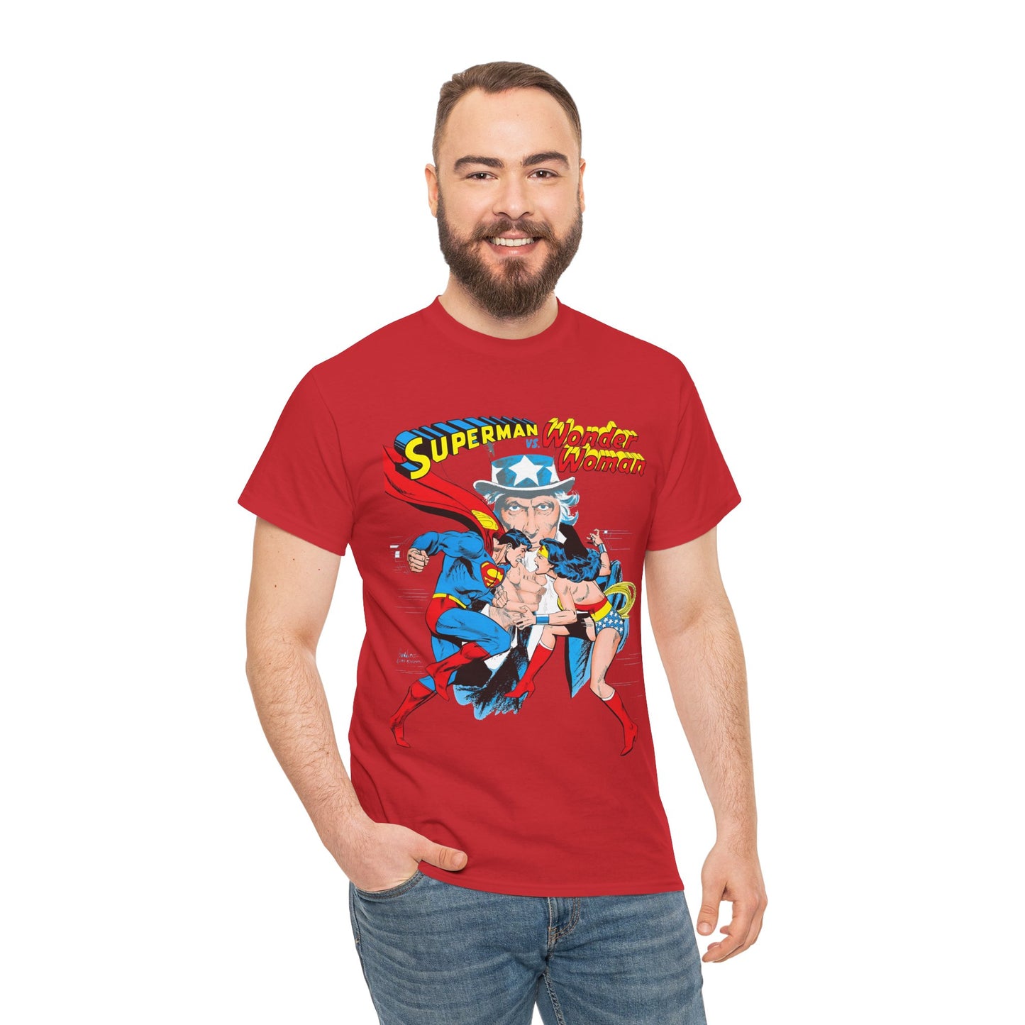 Superman Vs Wonder Woman T-Shirt - José Luis García-López Art - Popular 1970s Tabloid Story - DC Comics