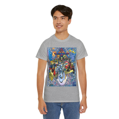 Marvel Cosmic Heroes T-Shirt - Silver Surfer, Captain Marvel, Adam Warlock, Quasar, Nova, Galactus, Jack of Hearts, Moondragon, Thanos