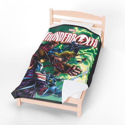 Thunderbolts Velveteen Plush Blanket 60x80" - Citizen V, MACH-1, Techno, Atlas, Songbird - Mark Bagley Art - Avengers Link - Marvel Comics