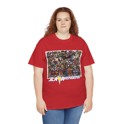 JLA Vs Avengers T-Shirt - Stunning, Classic George Perez Art - DC & Marvel 200s Crossover - Superman, Thor, Wonder Woman, Captain America, Flash, Black Panther, Iron Man, Batman