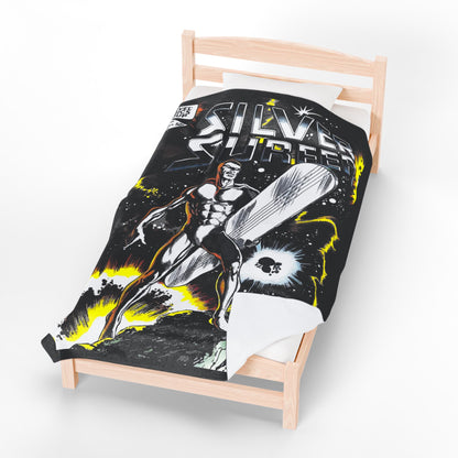 Silver Surfer Velveteen Plush Blanket 60x80" - John Byrne Art - Former Herald of Galactus - Norrin Radd - Fantastic Four Connection - Popular Marvel Comics Character - Cosmic Hero