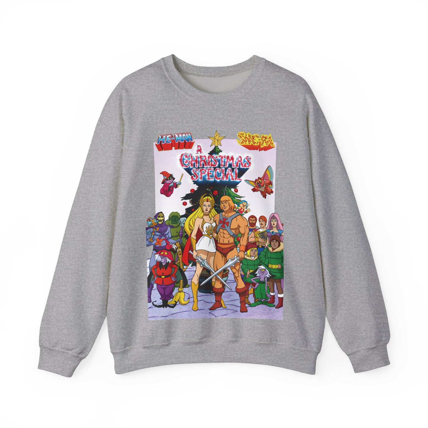 He-Man & She-Ra Christmas Crewneck Sweatshirt - Masters of the Universe, Princess of Power - Filmation Holiday Special