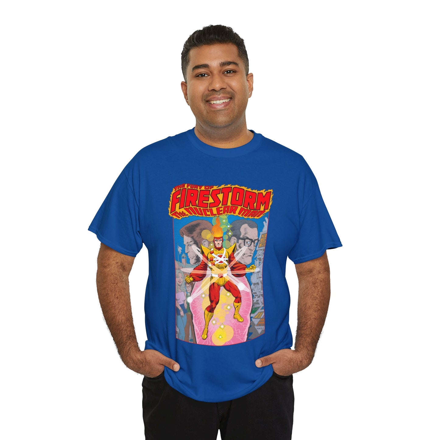 Fury of Firestorm T-Shirt - Pat Broderick Art - The Nuclear Man - Ronnie Raymond, Professor Martin Stein - DC Comics