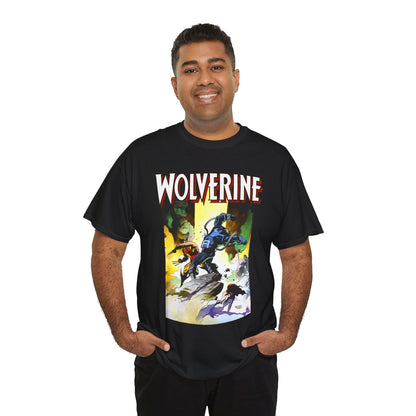 Wolverine T-Shirt - Mike Mignola Art - Jungle Adventure - Savage Land Story - Vs A Dinosaur - Logan, X-Men Member - Marvel Comics
