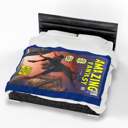 Amazing Spider-Man Velveteen Plush Blanket 60x80" - Amazing Fantasy #15 - Steve Ditko Art - 1st Appearance Cover - Peter Parker - Marvel Comics