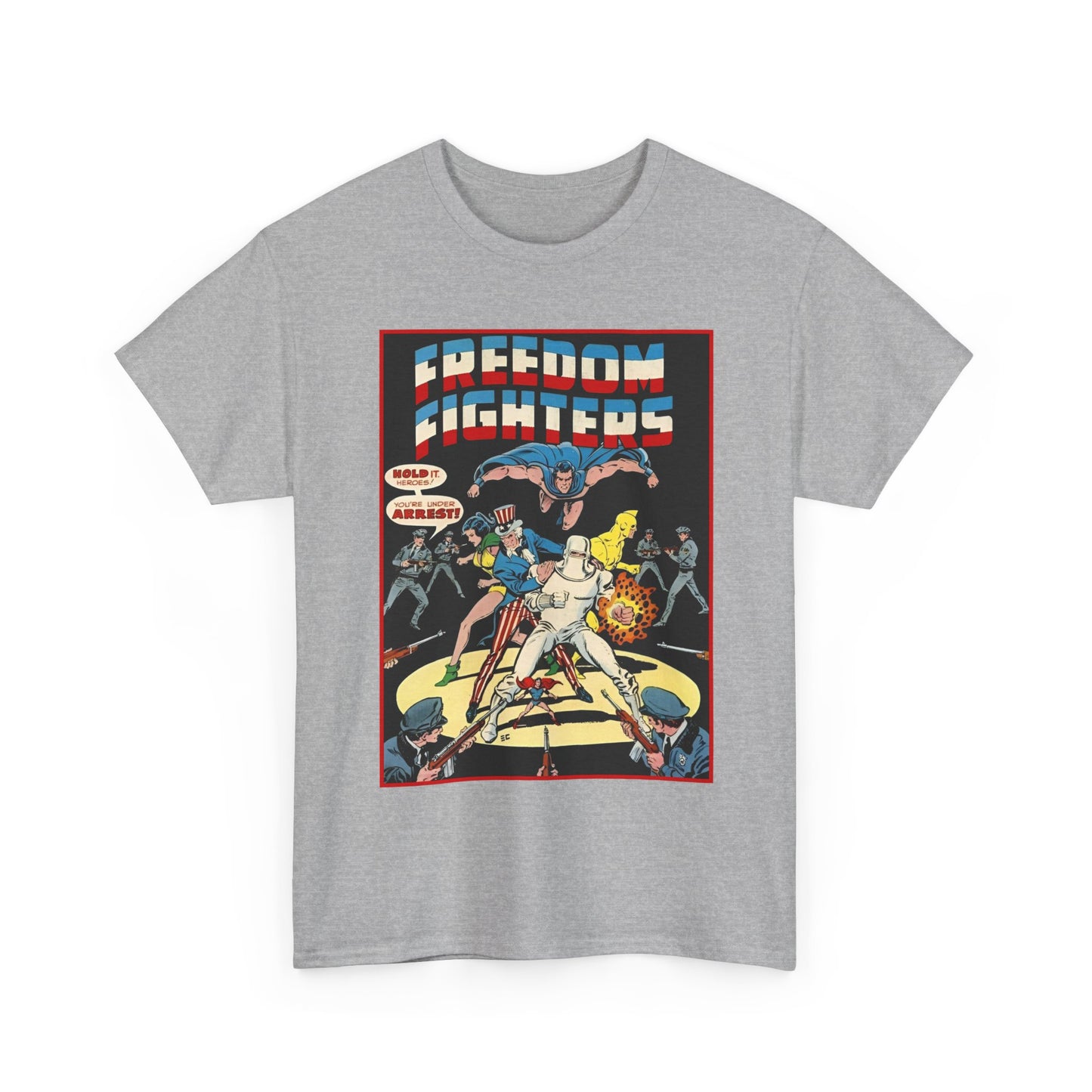 Freedom Fighters T-Shirt - 70s Series - Uncle Sam, The Ray, Phantom Lady, Doll Man, Black Condor, Human Bomb - DC Comics