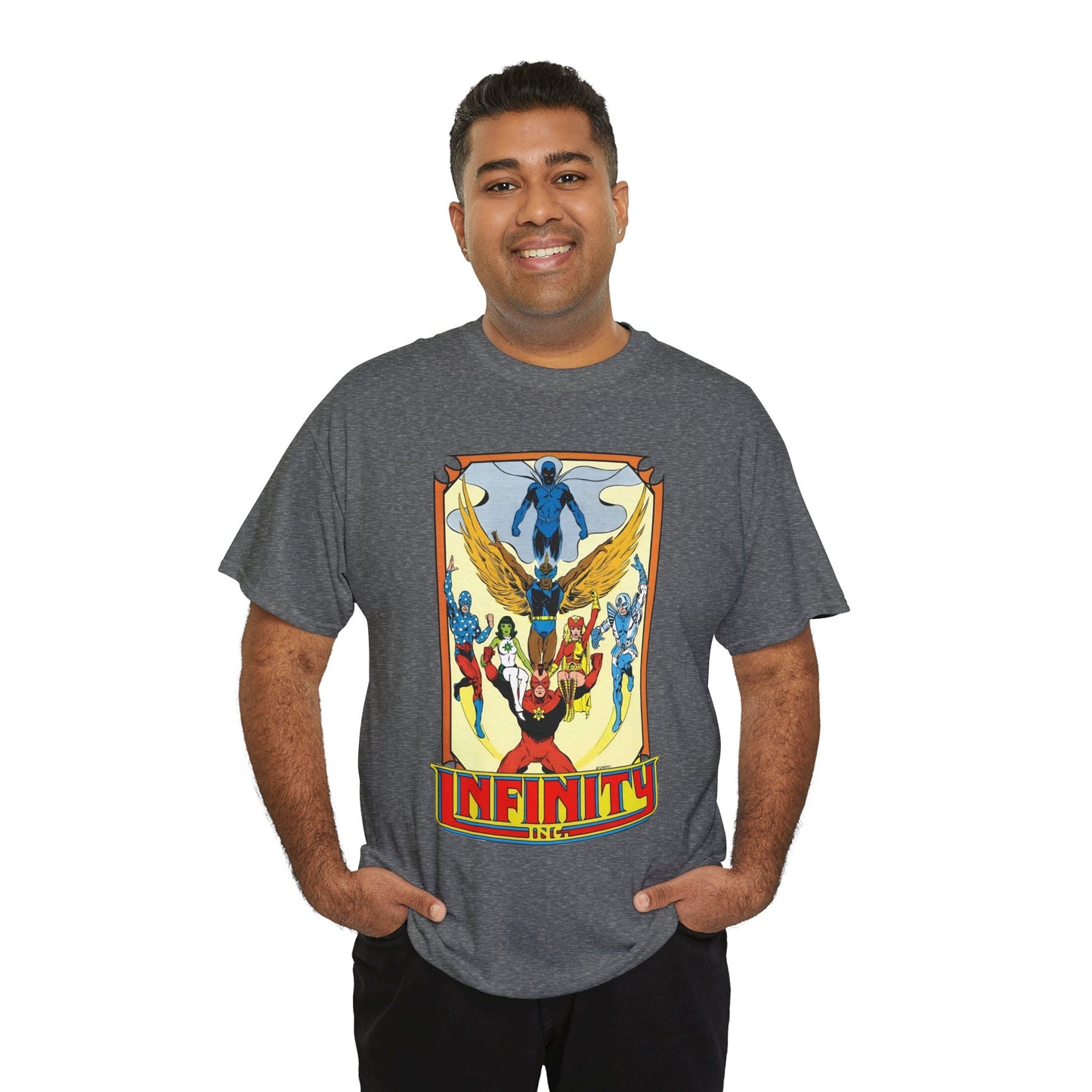 Infinity Inc Shirt - Todd McFarlane Art - Jade, Obsidian, Fury, Northwind, Nuklon, Silver Scarab, Star-Spangled Kid - JSA Successors - DC Comics