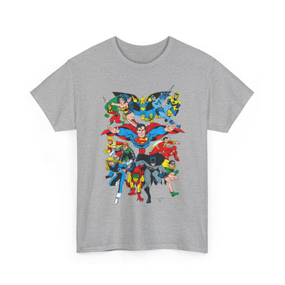 DC Legends T-Shirt - Linda Medley, Arthur Adams Art - Superman, Wonder Woman, Batman, Creeper, Black Canary, Guy Gardner, Blue Beetle, Booster Gold, Dr. Fate, Flash - DC Comics