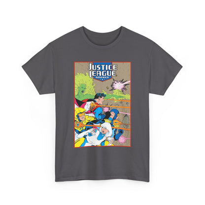 Justice League of America T-Shirt - Dan Jurgens Art - Superman, Fire, Ice, Blue Beetle, Booster Gold, Bloodwynde - DC Comics