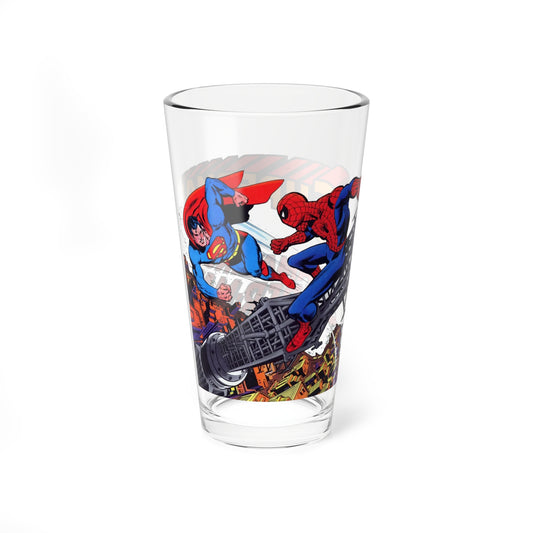 Superman & Amazing Spider-Man Pint Glass, 16oz - DC Comics & Marvel Comics Crossover - Classic 1970s Story