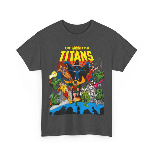 New Teen Titans T-Shirt - George Perez Art - Robin, Wonder Girl, Kid Flash, Changeling, Starfire, Cyborg, Raven - DC Comics - Classic 1980s Series