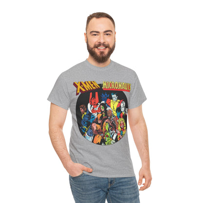 X-Men/Micronauts T-Shirt - Wolverine, Storm, Nightcrawler, Kitty Pryde, Colossus, Acroyear, Arcturus Rann, Marionette Bug - Marvel Comics - Popular 1980s Crossover Mini-Series