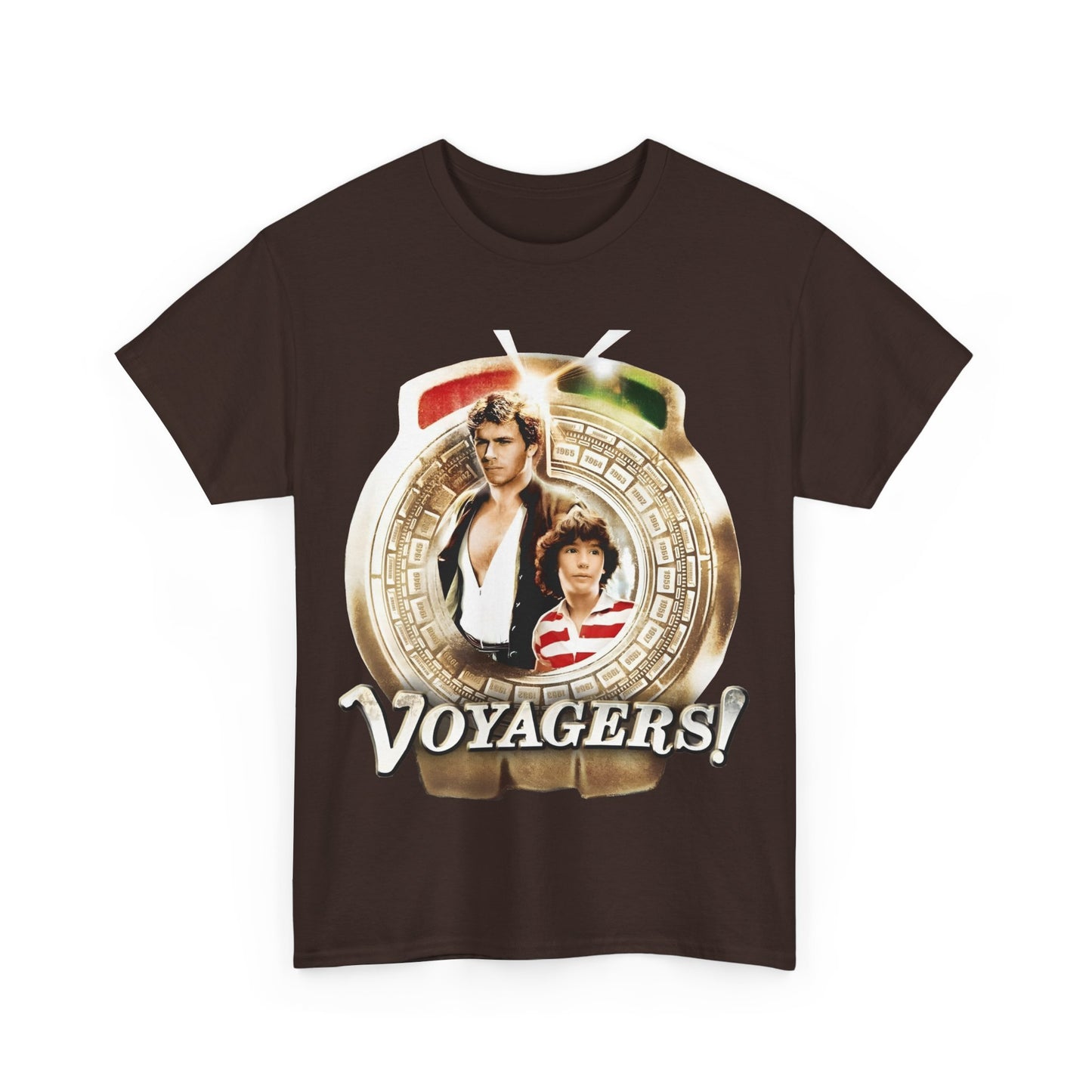 Voyagers T-Shirt - Jon-Erik Hexum, Meeno Peluce - Omni - Popular 1980s Time Travel TV Show - Cult Classic