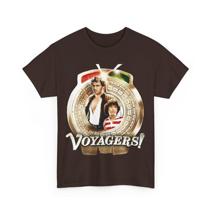 Voyagers T-Shirt - Jon-Erik Hexum, Meeno Peluce - Omni - Popular 1980s Time Travel TV Show - Cult Classic