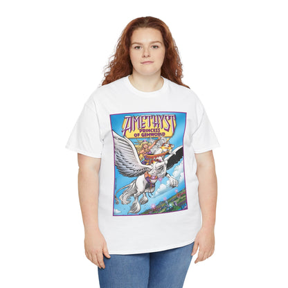 Amethyst Princess of Gemworld T-Shirt - George Perez Art - DC Comics 1980s Series - Riding a Unicorn