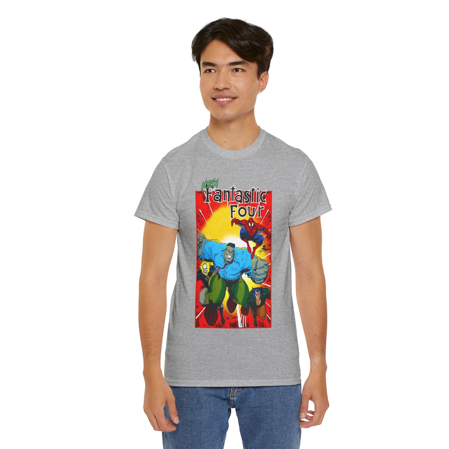New Fantastic Four T-Shirt - Arthur Adams Art - Wolverine, Ghost Rider, Spider-Man, Hulk - Marvel Comics